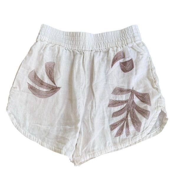 Madewell PASADENA TROPICALE FLORAL EMBROIDERED LINEN PULL-ON SHORTS XS - Picture 2 of 6